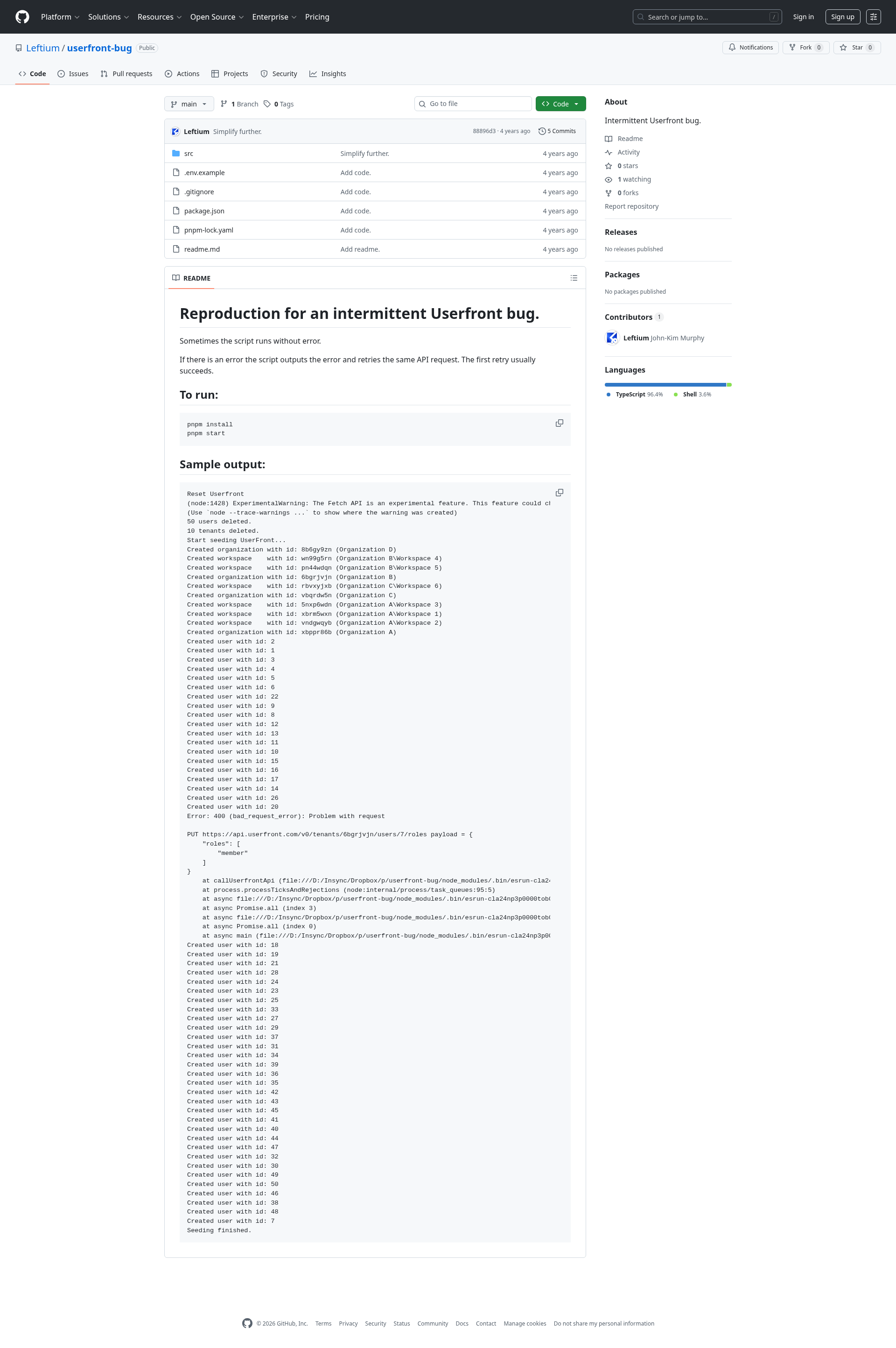 userfront-bug